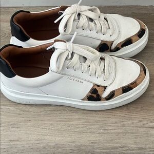 Cole Haan White Sneakers with Animal Print Accents